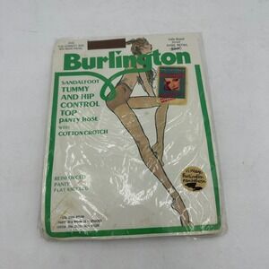Vintage Burlington Cafe Brazil Tummy Hip Control Top Pantyhose Sandalfoot Size S